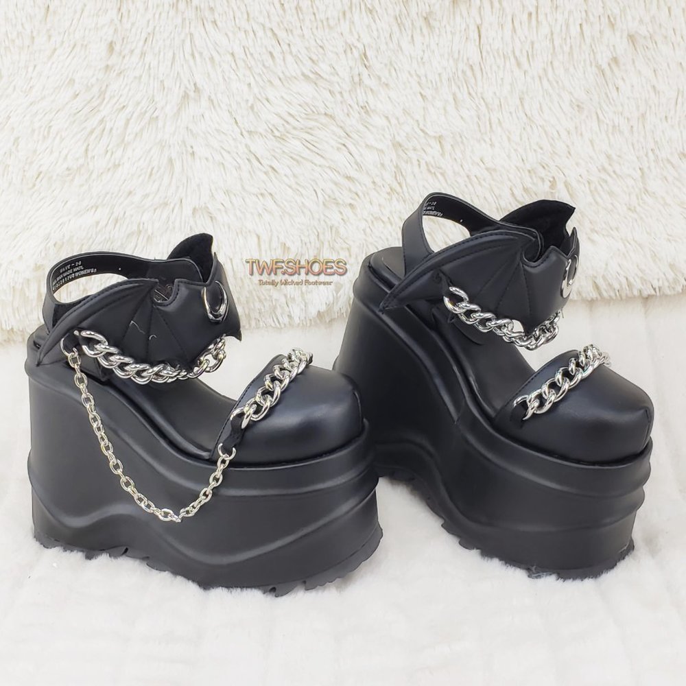 Wave 20 Platform Goth Punk Sandals Bat Closure - Picture 11 of 15